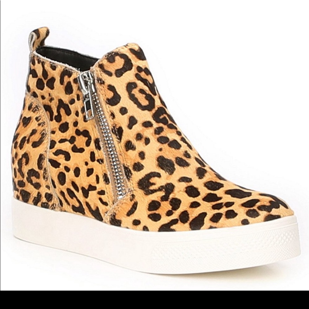 Steve Madden Wedgie Leopard calf hair sneaker